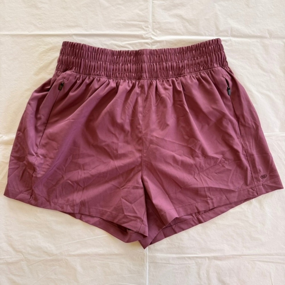 LEG3ND Athletic Shorts Women Medium Plum Good Zipper Pockets Smocked Waist